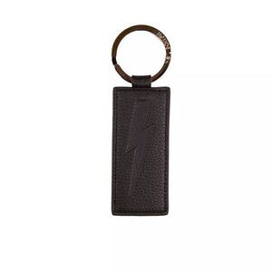 Neil Barrett Leather Keychain Thunderbolt Model Men Black Keychains